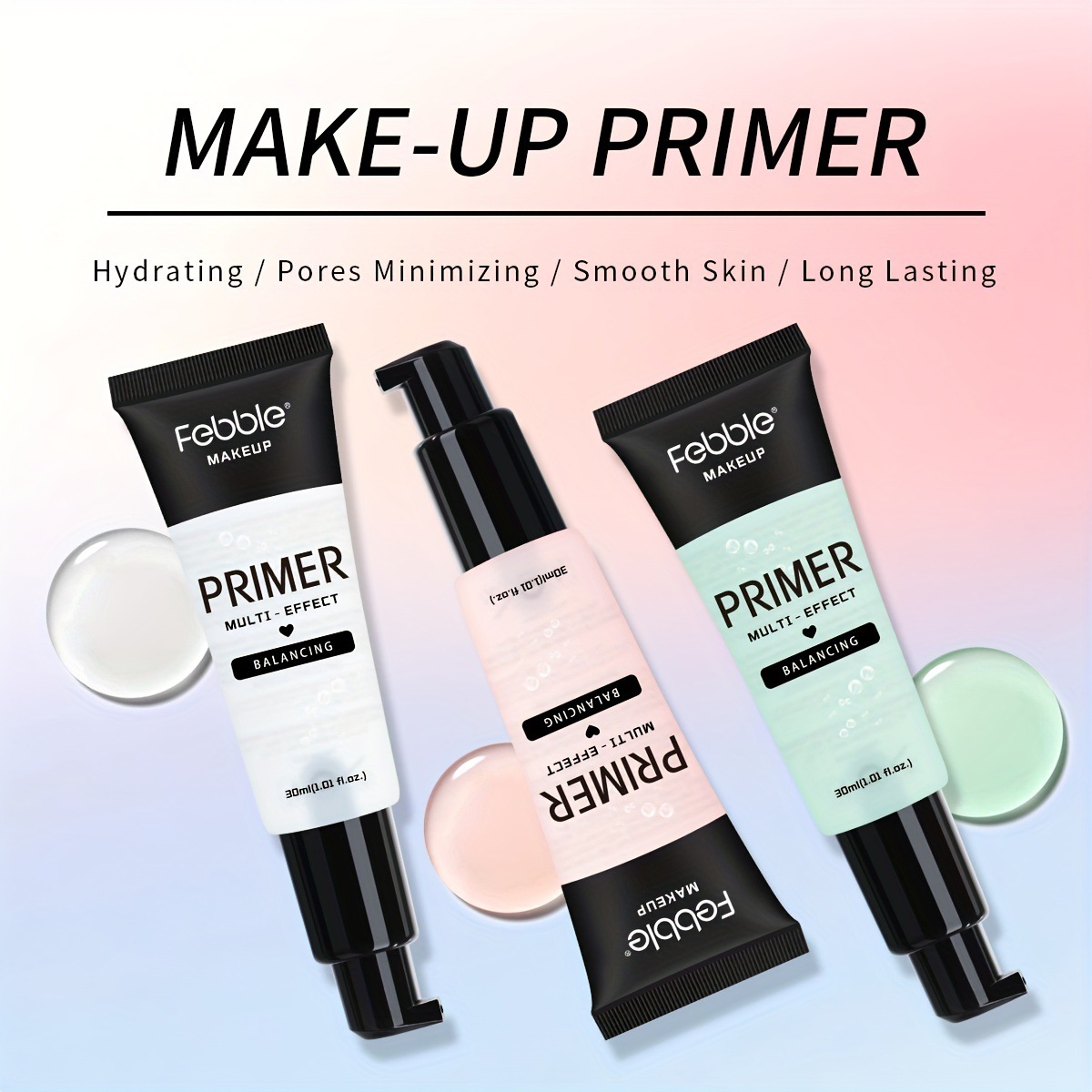 USHAS cross-border in-stock best-selling 3-color pre-makeup lotion brightens the skin tone, refreshes and moisturizes, and provides a natural no-makeup skin rejuvenation and isolation cream details Picture