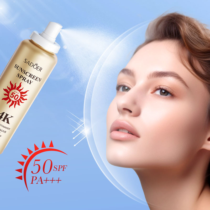Cross-border wholesale of SADOER24k gold sunscreen spray and UV protection sunscreen in English Application Scenario
