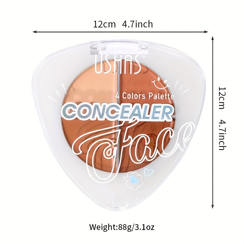 USHAS Cross-border Makeup Exclusive 4-color Concealer Moisturizes, conceals, brighens skin tone, does not fade easily, is water-resistant and sweat-proof Item Picture