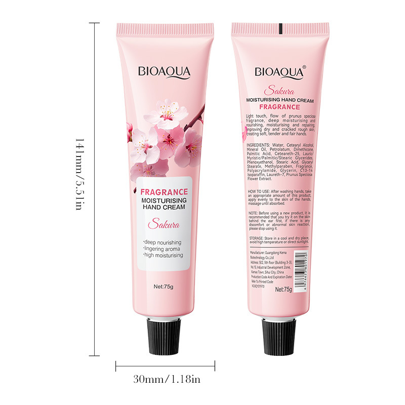 All-english BIOAOUA Cherry Blossom Moisturizing Hand Cream for Autumn and Winter cross-border export wholesale Item Picture