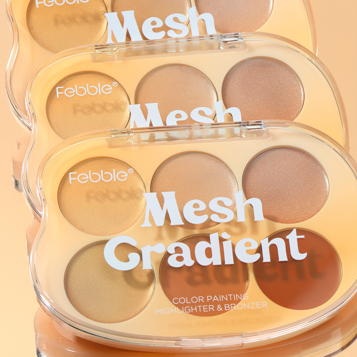 (Display Box)Febble Cross-border Makeup Bestseller: High Appearance Level Six-color Gradient High-gloss Contouring Tray FBC062 Specification drawing