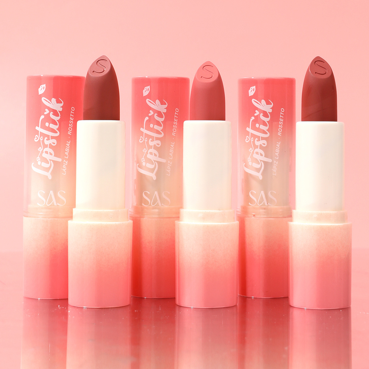 SAS European and American cross-border stock lipstick Waterproof non-stick cup Long-lasting Moisture retention matte semi-silicone lipstick SAC196 Specification drawing