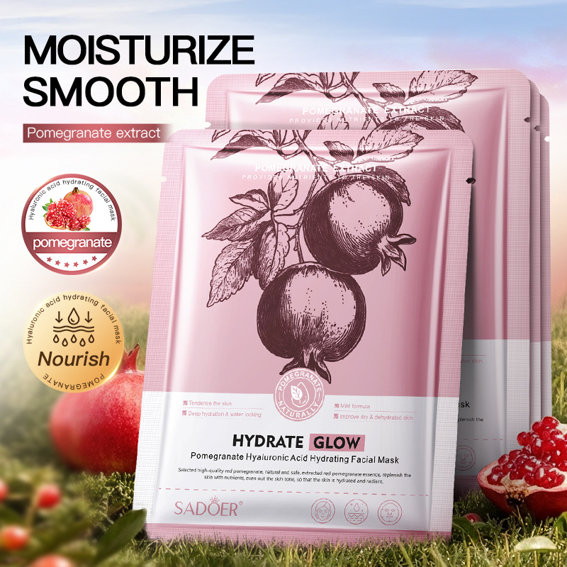 Full English SADOER Pomegranate Hyaluronic acid Hydrating Mask Moisturizing Skin Nourishing Mask Cross-border export wholesale full figure