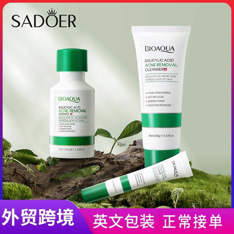 All-english BIOAOUA Salicylic acid Acne Cleanser, Gentle Cleansing and Rejuvenation Facial Cleanser, cross-border export wholesale full figure