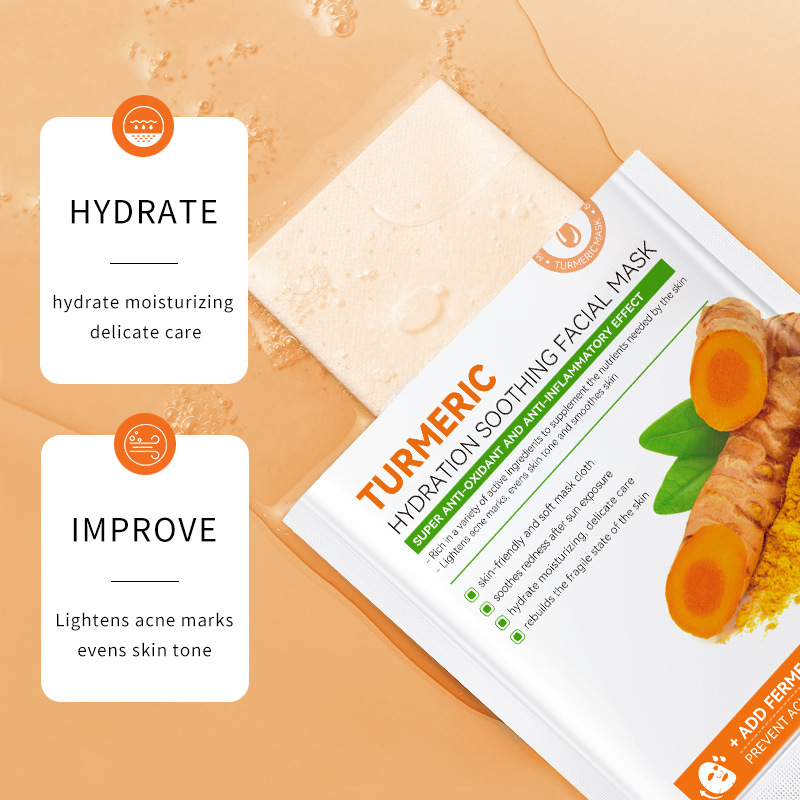 Cross-border wholesale of all-English SADOER turmeric Moisturizing and Soothing Facial mask for hydrating and Moisturizing skin care Specification drawing