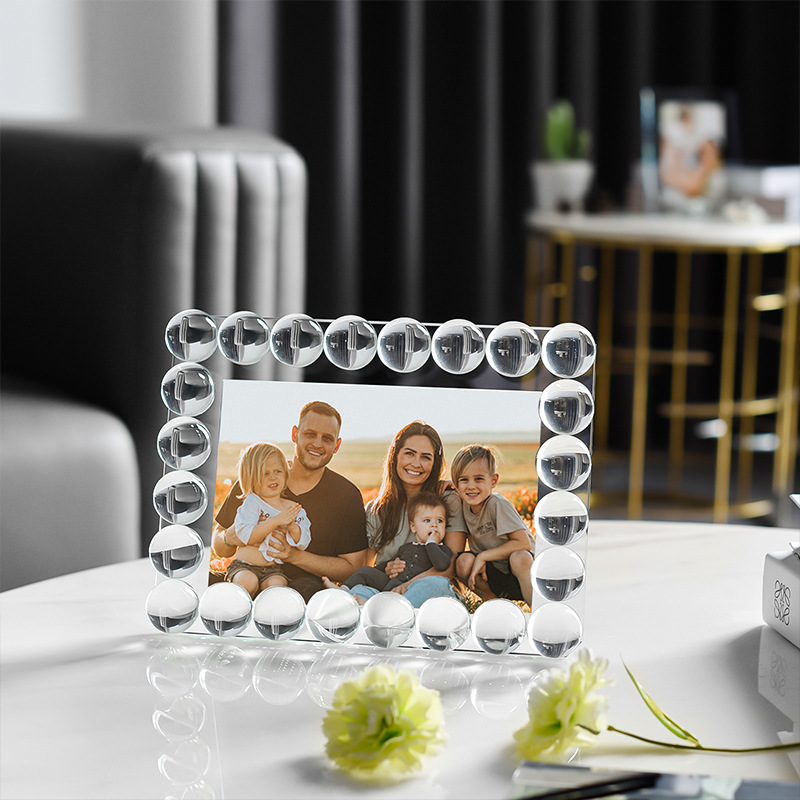 Light luxury crystal glass photo frame, exquisitely handcrafted transparent photo frame, living room, home, office commemorative gift