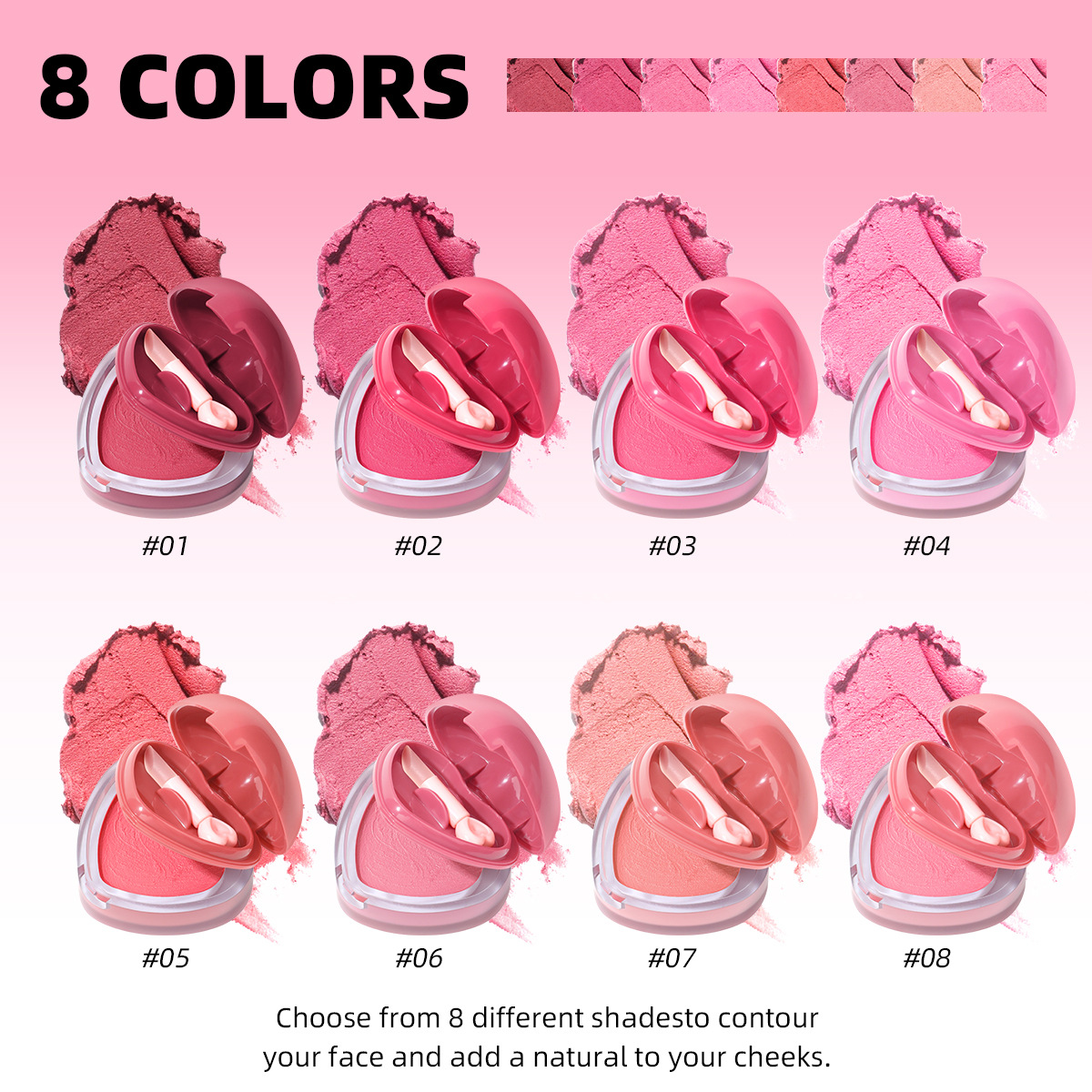 USHAS Cross-border Amazon bestseller, waterproof, long-lasting and color-changing heart-shaped Mousse Blush UC159 Specification drawing