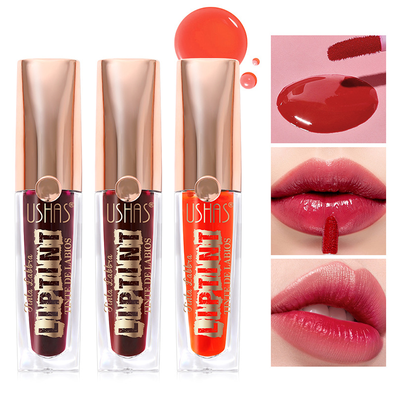 USHAS European and American cross-border stock lipstick water long-lasting makeup effect, not easy to fade, non-stick cup waterproof lip gloss LG2584 full figure