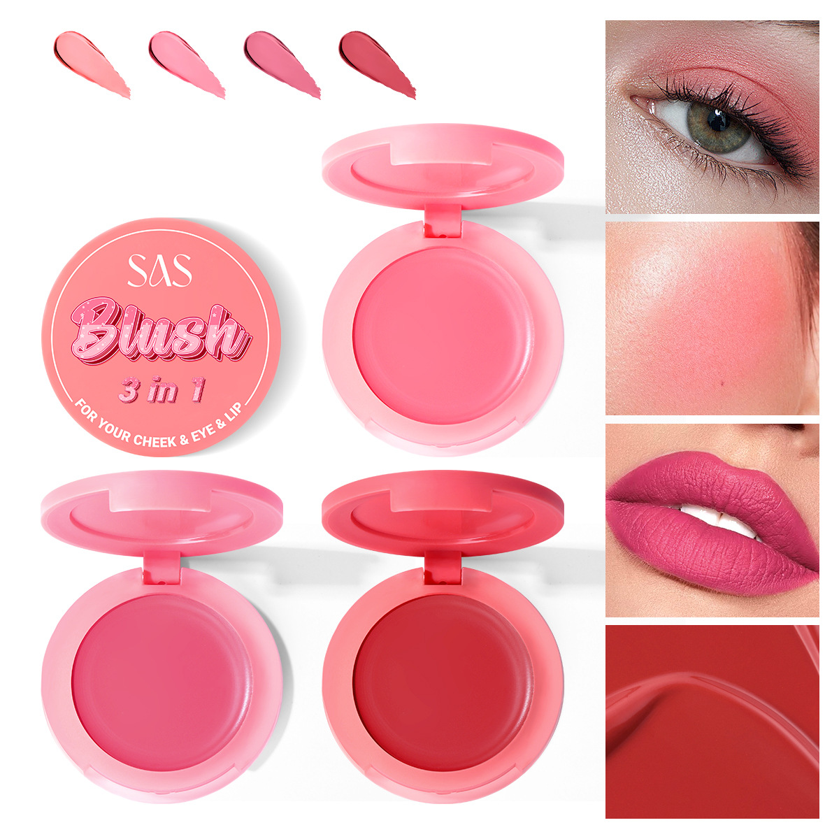 USHAS European and American cross-border stock blush powder is light, fine, long-lasting waterproof, and improves complexion naturally SAC002 full figure