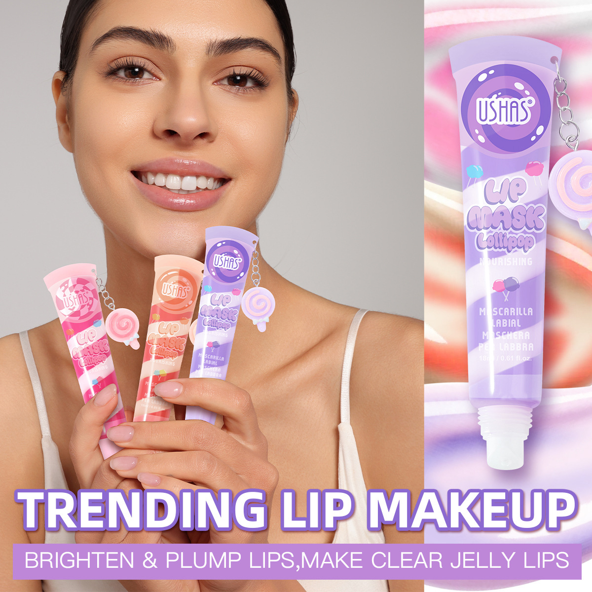 (Display Box)USHAS Amazon's best-selling cross-border long-lasting lipstick Red Lip Gloss and Lip Gloss Moisturizing UC106 Specification drawing