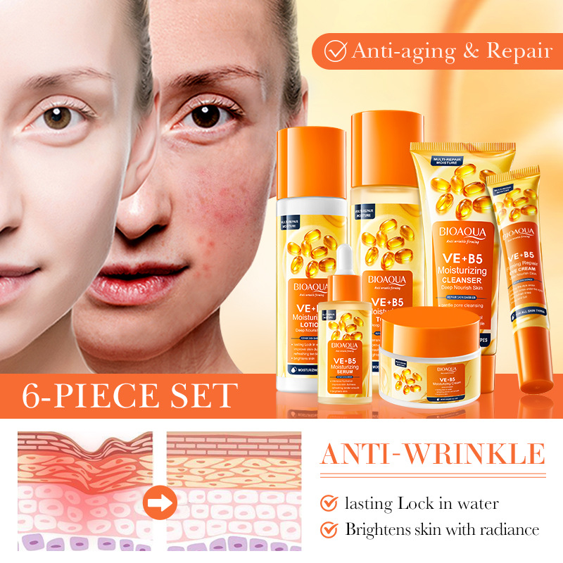 Full English BIOAOUA Vitamin EB5 anti-wrinkle and Moisturizing 6-piece skin care set cross-border export wholesale Item Picture