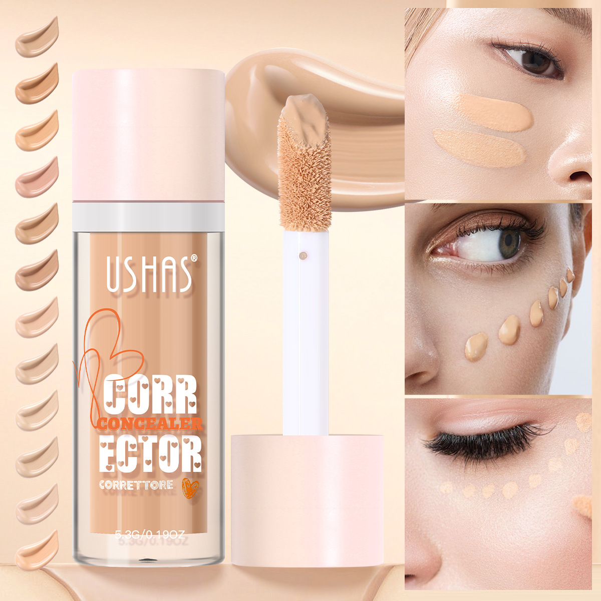USHAS Cross-border Amazon Hot-selling FS469 Natural Waterproof Long-lasting Concealer Foundation without Smudging full figure