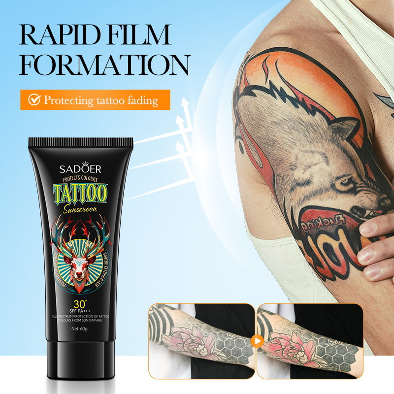 Full English SADOER tattoo color care sunscreen UV Protection Sunscreen lotion cross-border export wholesale details Picture