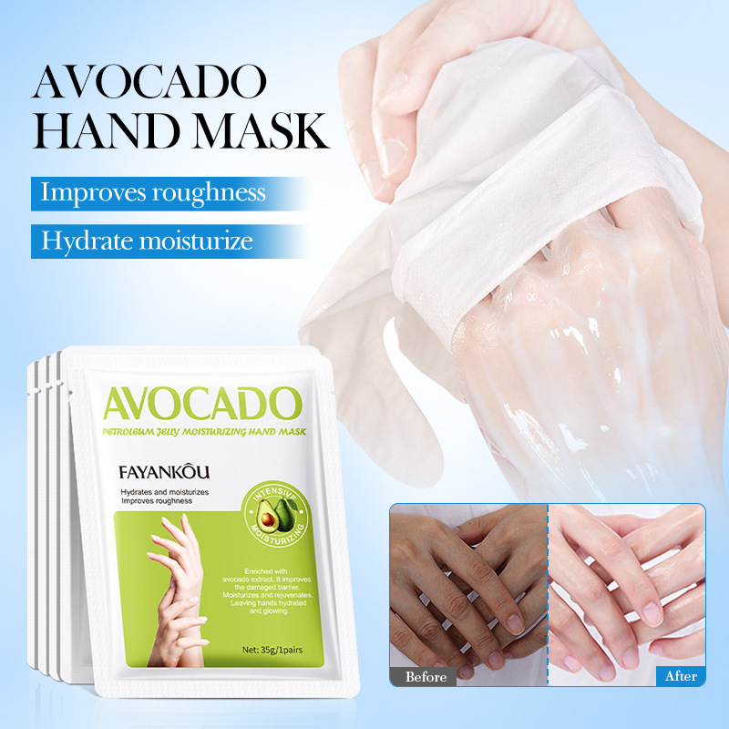 All-english FAYANKOU Avocado Vaseline Moisturizing Hand Mask for nourishing hands and skin softening Cross-border wholesale details Picture