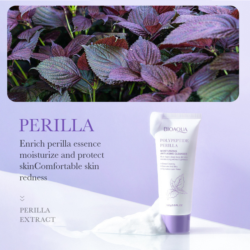 Cross-border wholesale of all-English BIOAOUA Peptide Perilla Moisturizing and Anti-Wrinkle Facial cleanser Item Picture