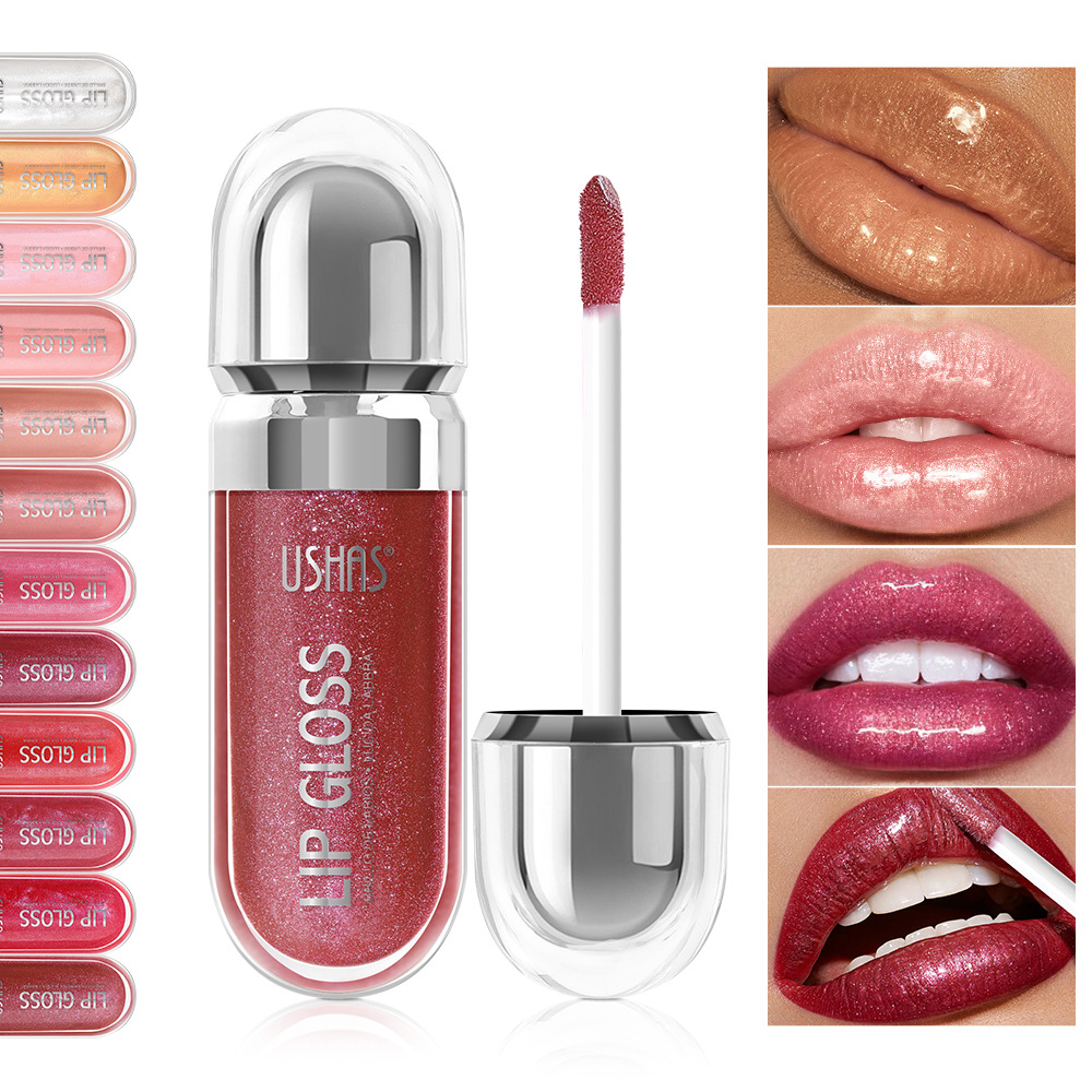 USHAS European and American cross-border stock pearlescent liquid lipstick, long-lasting non-stick to cups, waterproof mirror fine Sparkling Lip gloss UC089 details Picture