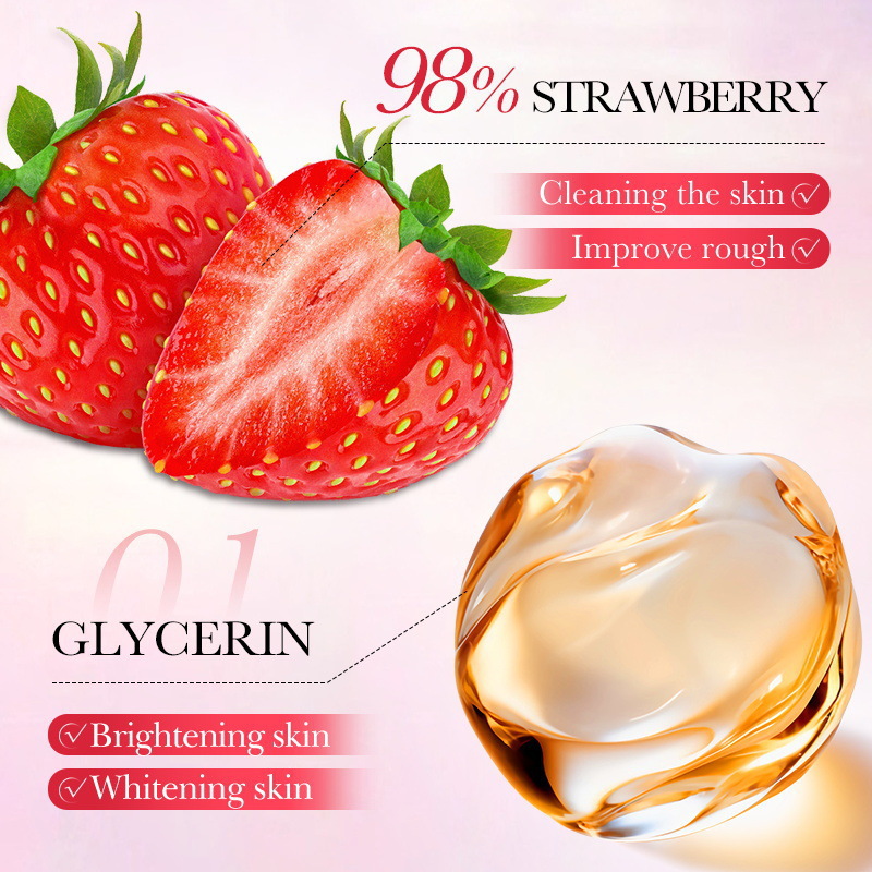 All-english SADOER Strawberry Exfoliating and Cleansing Scrub for deep cleansing of the body, universal cross-border export wholesale details Picture