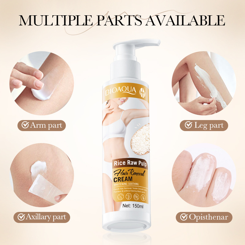 All-english BIOAOUA Rice Purees Whitening and Soothing Hair Removal Cream, leg hair removal and Body Hair Removal Cream Cross-border wholesale details Picture