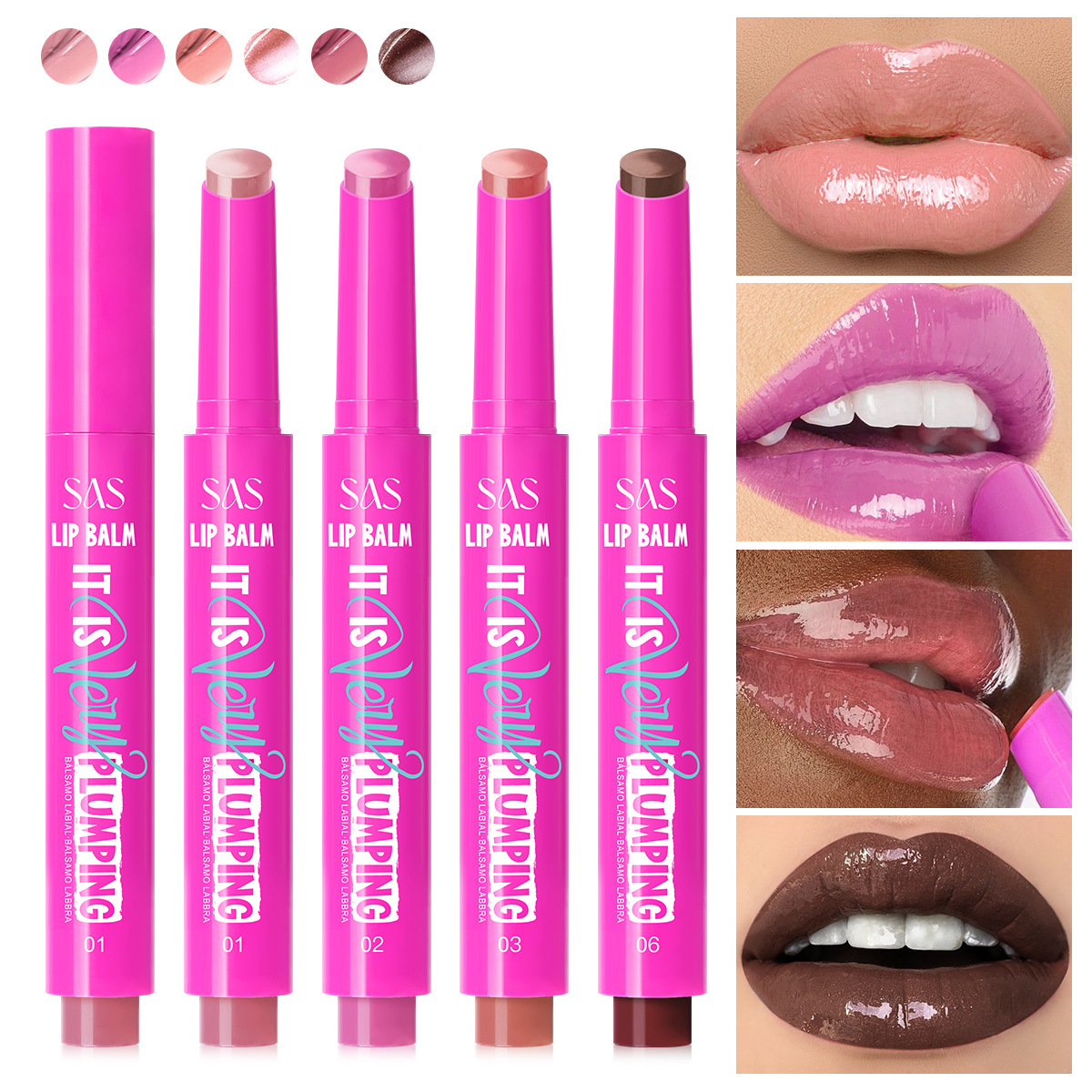 (Display Box)SAS Cross-border Best-selling double-head nude matte lip brush, waterproof matte, long-lasting non-staining of cup rim red details Picture