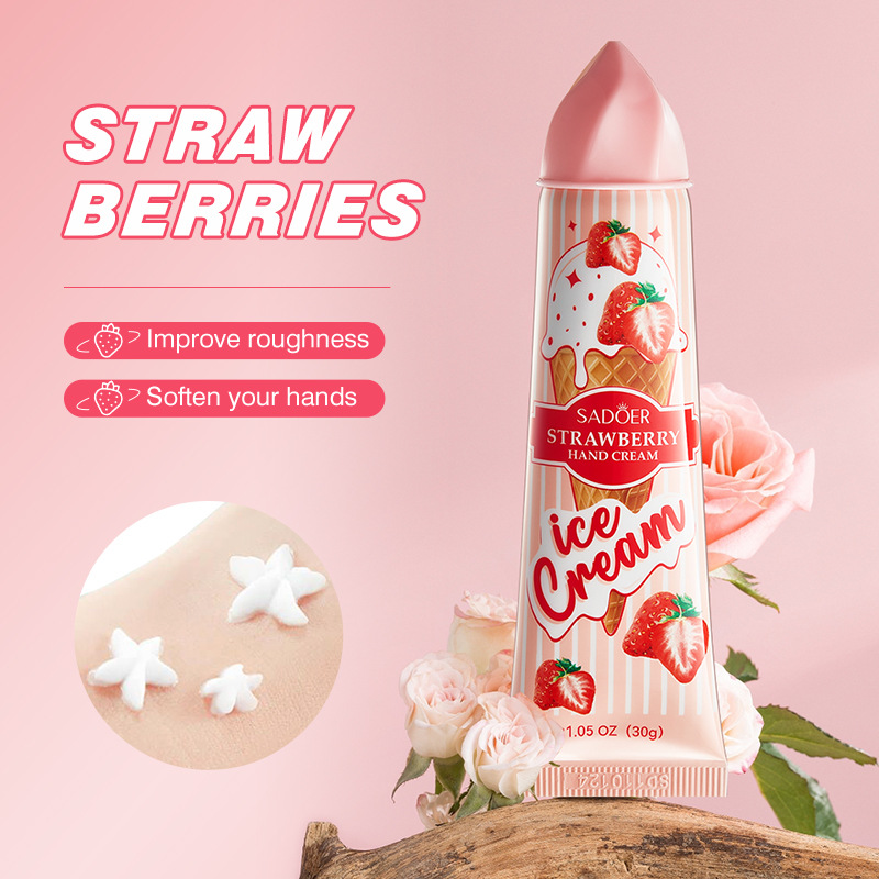 Full English SADOER Strawberry Hand cream anti-cracking, hydrating and moisturizing autumn and winter hand cream cross-border export wholesale details Picture