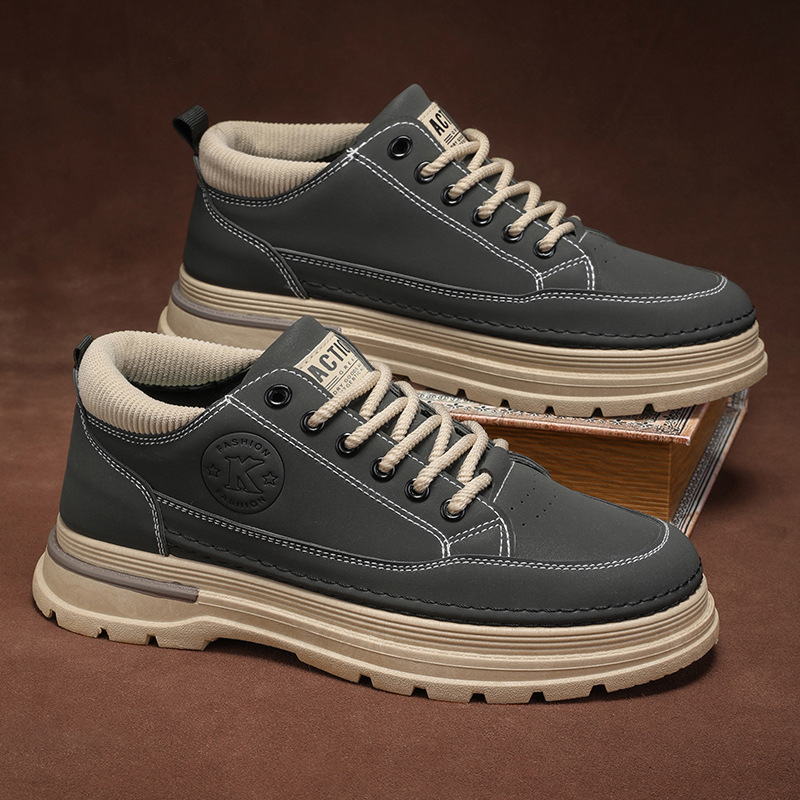 Martin Boots Men's spring new breathable workwear shoes for men, trendy and versatile thick-soled sporty casual sneakers for men full figure