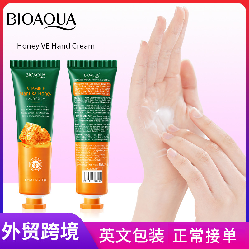 All-english BIOAOUA Vitamin E Honey Hand Cream Hydrating, Moisturizing and Nourishing Hand Cream Cross-border export wholesale full figure