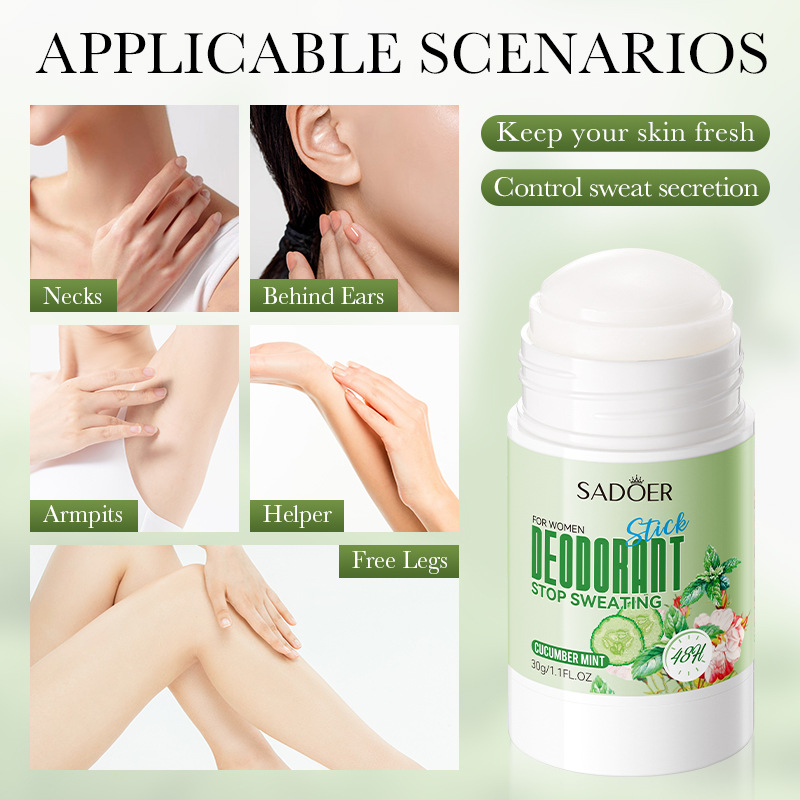 Cross-border wholesale of the all-English SADOER women's antiperspirant Bar series, a compact and portable roller-type antiperspirant Item Picture