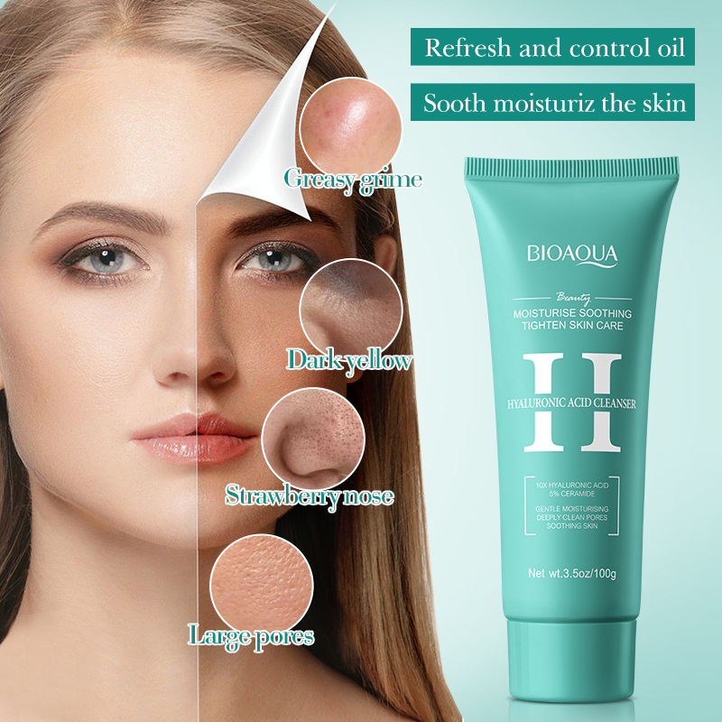 All-english BIOAOUA Hyaluronic Acid Moisturizing and Soothing Facial Cleanser, Gentle Cleansing Facial Cleanser, cross-border export wholesale details Picture