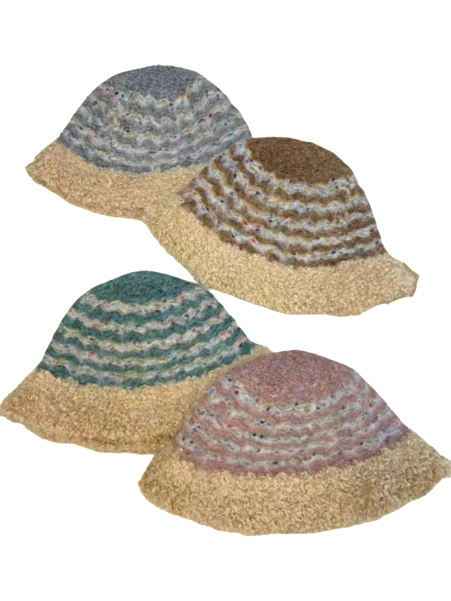Brand [Sondona] 2025 Bestseller Fashionable and versatile hats, fisherman hats, cute and high-end style, Korean lambskin, warm and thick for autumn and winter, popular knitted plush design, versatile and facial flattering, small ethnic style women's hats Item Picture