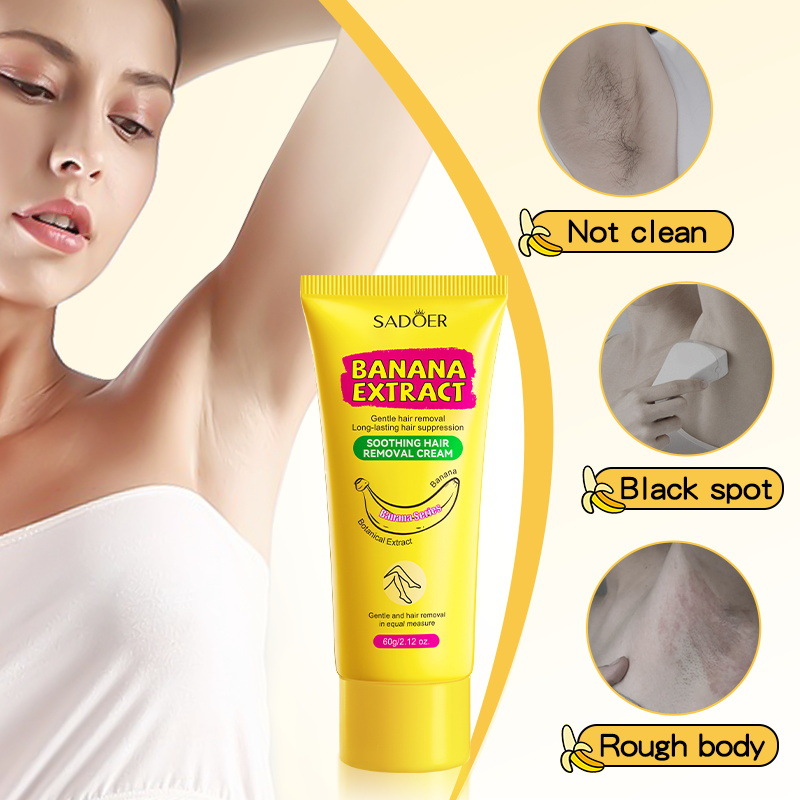 All-english SADOER Banana Gentle and Soothing Hair Removal Cream, non-irritating underarm hair removal cream, cross-border export wholesale details Picture