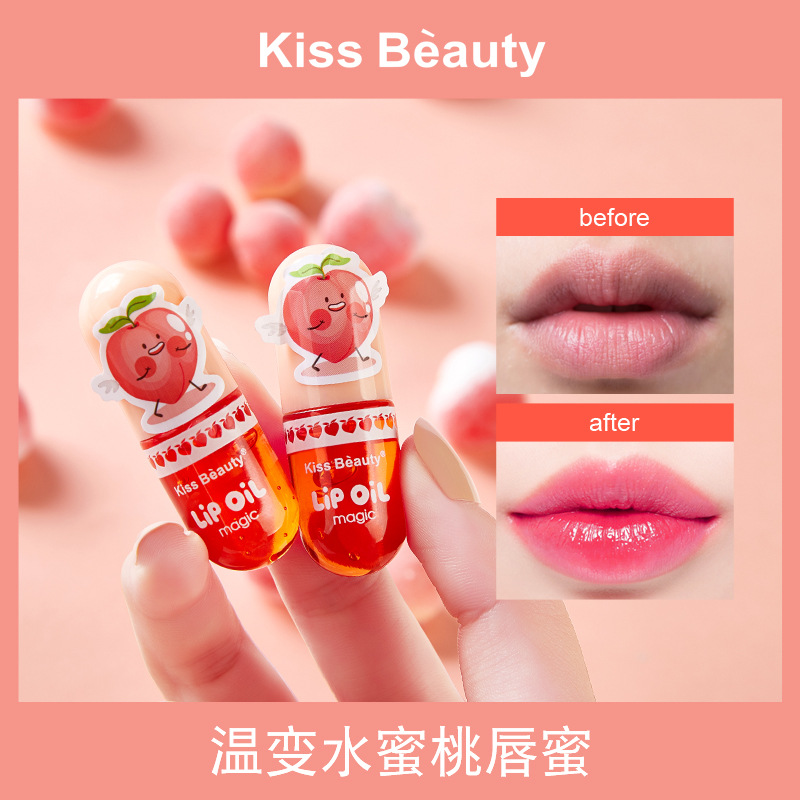 KissBeauty thermochromic Capsule Lip gloss is moisturizing, easy to color, nourishing and does not stick to cups or discolor. Wholesale from the lip gloss manufacturer full figure