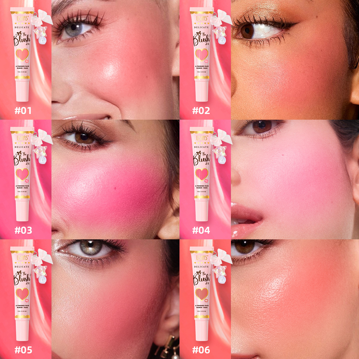 USHAS is currently selling a hot 6-color tube liquid pendant, blush, eyeshadow, lip and cheek dual-purpose contouring natural UBL002 Specification drawing