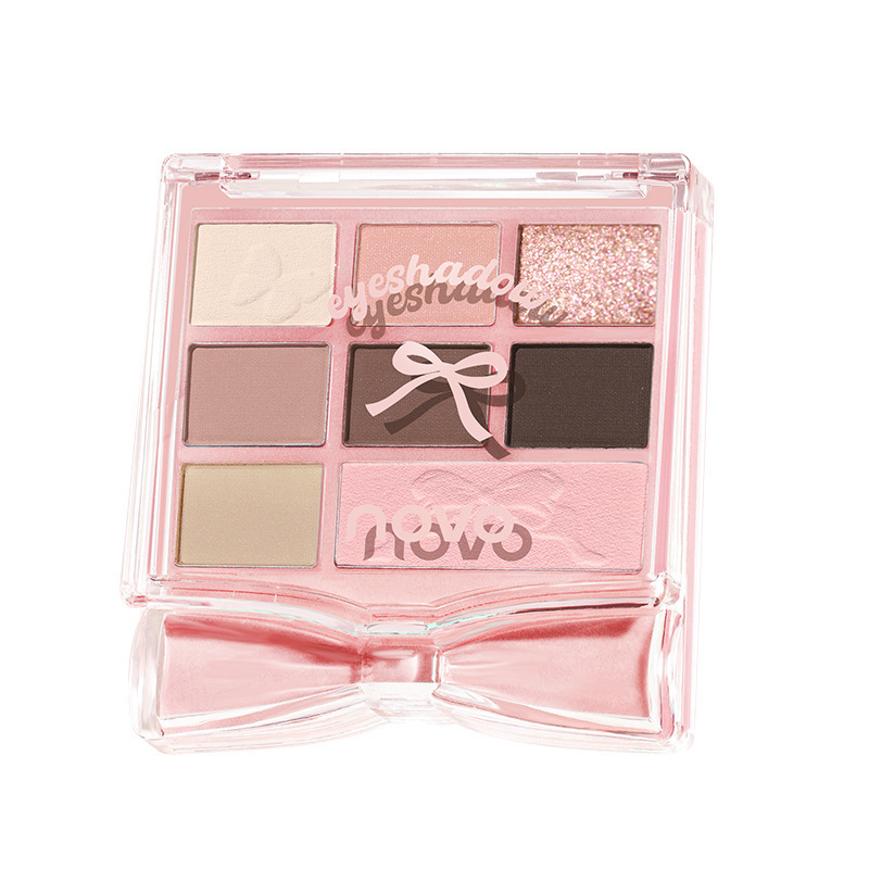 NOVO Bow Eight-color Comprehensive Eyeshadow Palette, strong color display, shadow, highlight, Blush three-in-one, matte and pearlescent Item Picture