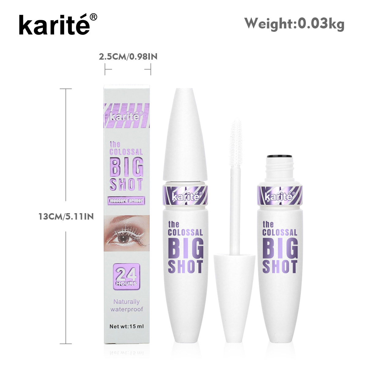 Karite long and curly white mascara is waterproof and sweat-proof. The colored eyelashes do not clump and are not easy to smudge. Cross-border batch Item Picture