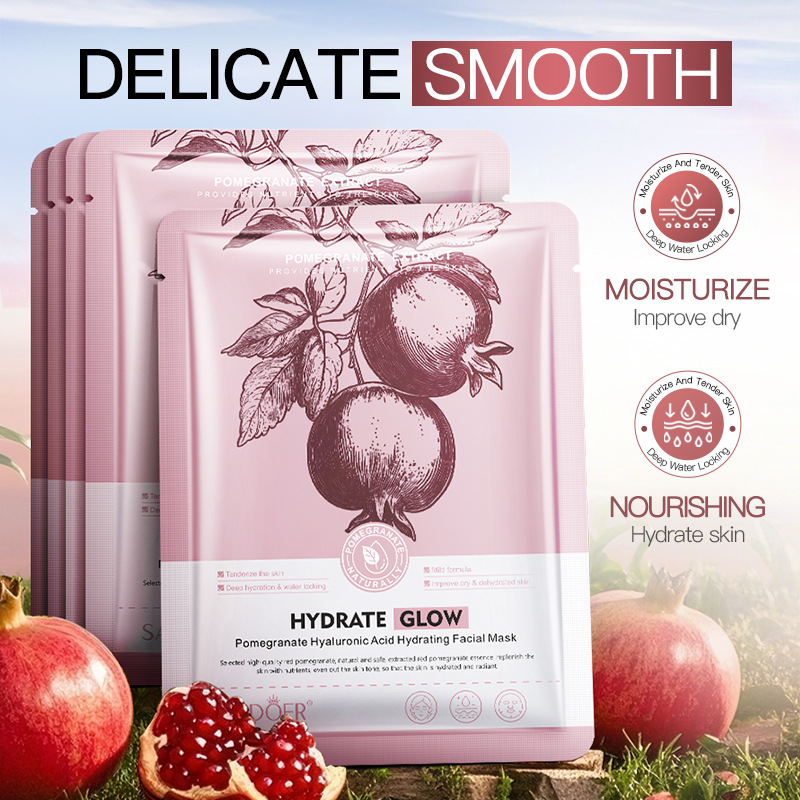 Full English SADOER Pomegranate Hyaluronic acid Hydrating Mask Moisturizing Skin Nourishing Mask Cross-border export wholesale details Picture