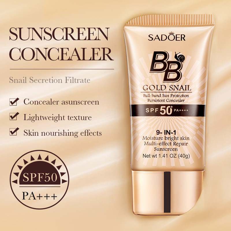 SADOER Golden Snail Sunscreen BB Cream SPF50+PA+++ Concealer and Isolation Cross-border export wholesale details Picture