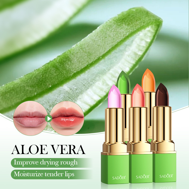 All-english SADOER aloe Vera jelly temperature-changing lipstick, lustrous and not easy to fade, elegant lipstick cross-border export wholesale Specification drawing