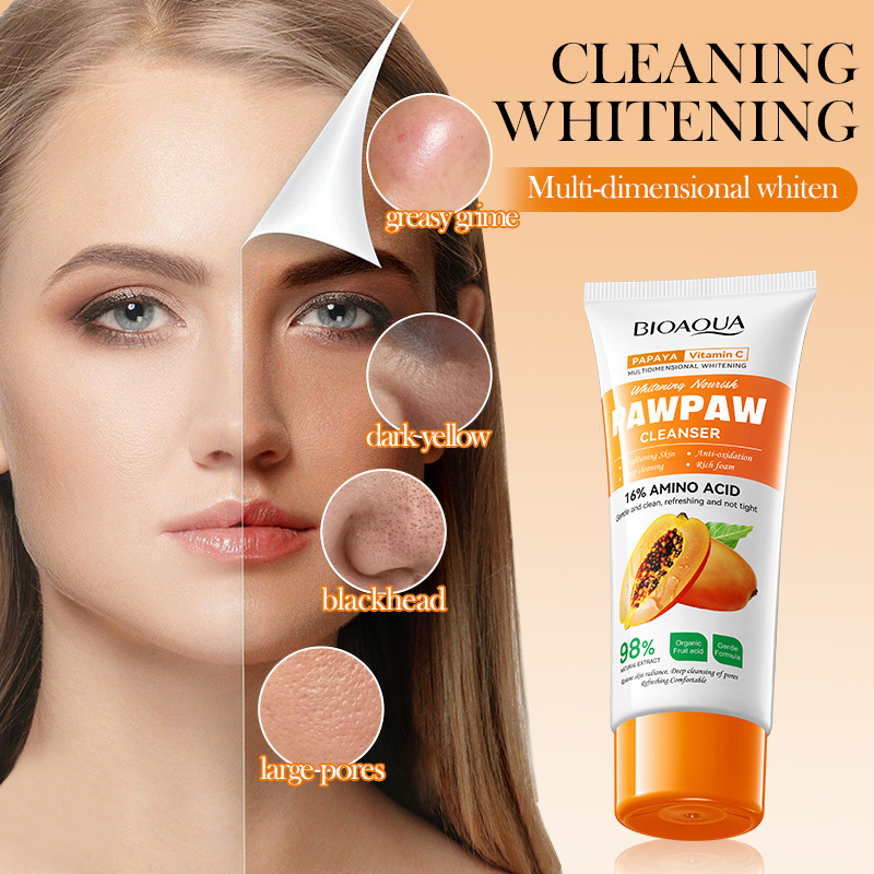 All-english BIOAOUA Papaya Vitamin C Whitening Facial Cleanser and Cleansing Facial Cleanser cross-border export wholesale Specification drawing