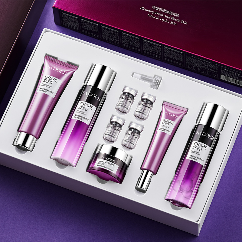 Shangduo Grape Seed Enzyme Luxury Moisturizing Nine-Piece Set of Cosmetics Hydrating, Moisturizing and Hydrating Skin Care Set for Facial care details Picture