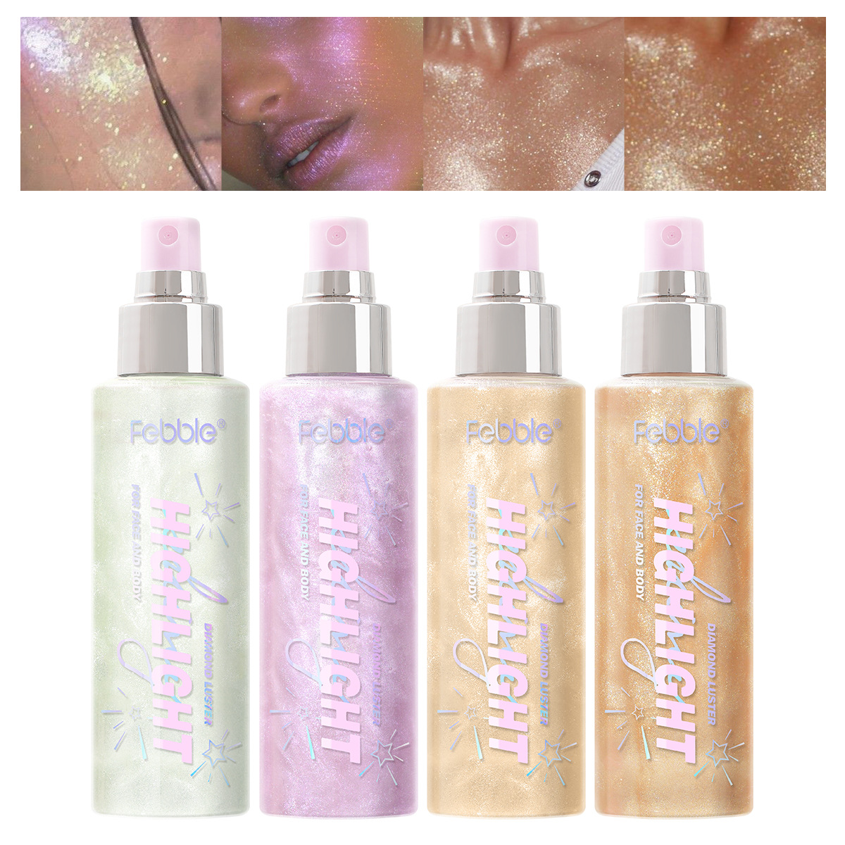 Febble Cross-border Waterproof Sulfur Light Spray Long-lasting Contouring Liquid High-gloss Liquid Facial and Body Fine Flash FBC058 full figure
