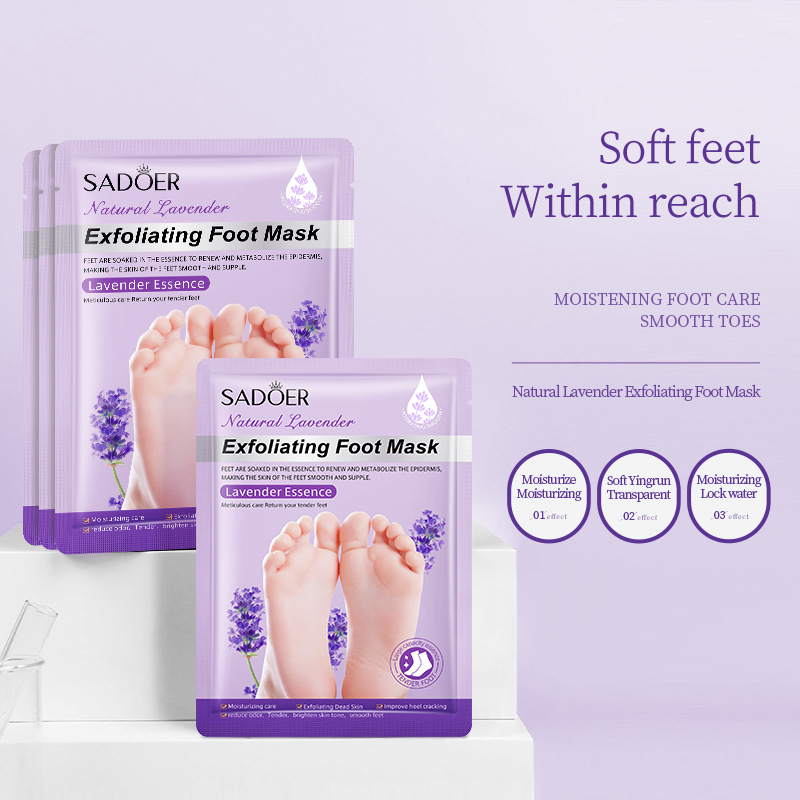 Cross-border export wholesale of all-English SADOER foot mask, goat milk nicotinamide hydrating and moisturizing Lavender foot mask Application Scenario