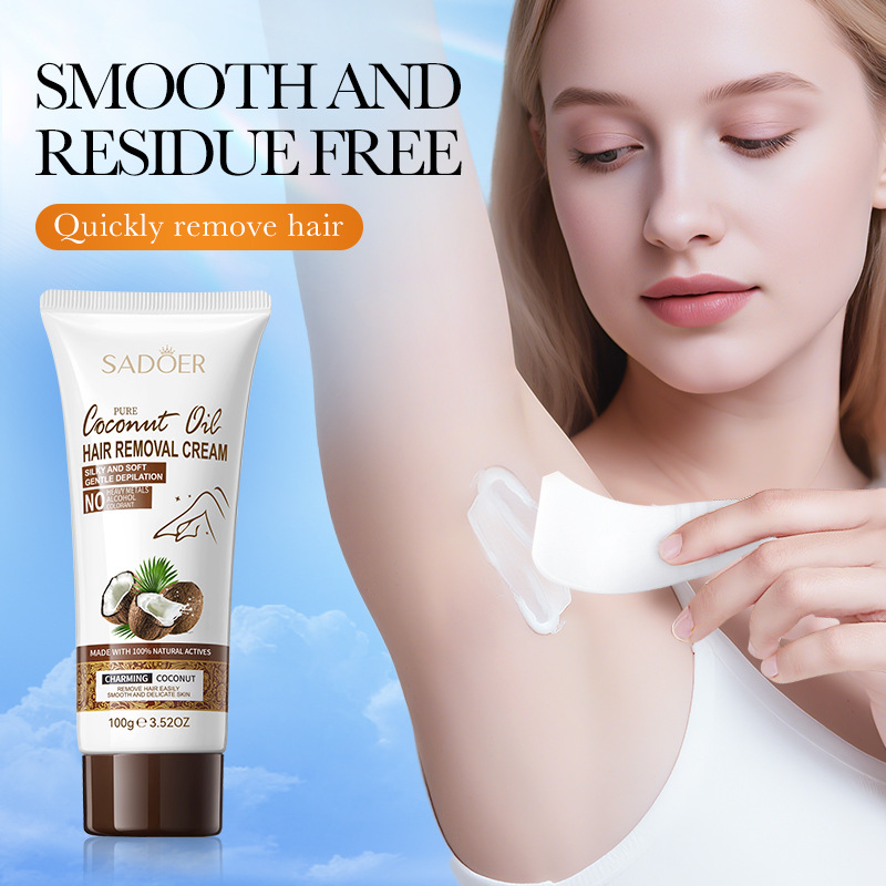 All-english SADOER Pure coconut Oil Hair Removal Cream for clean armpits and legs, summer hair removal cream for cross-border export wholesale Application Scenario
