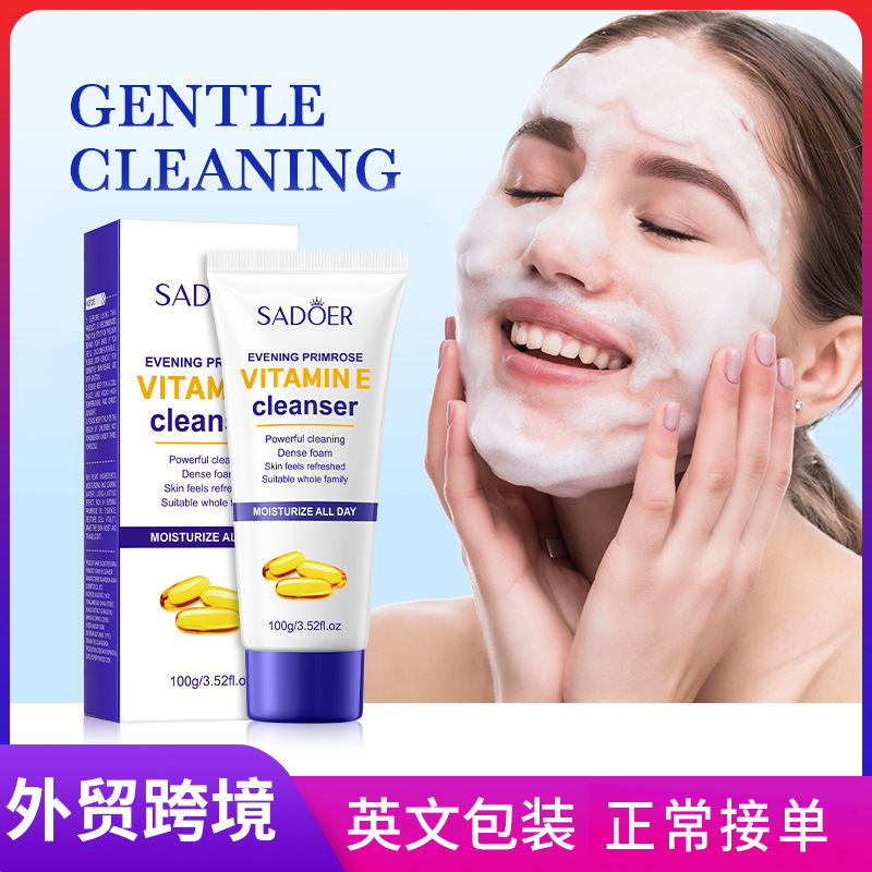 Cross-border wholesale of all-English SADOER Evening primrose VitaminE facial cleanser full figure