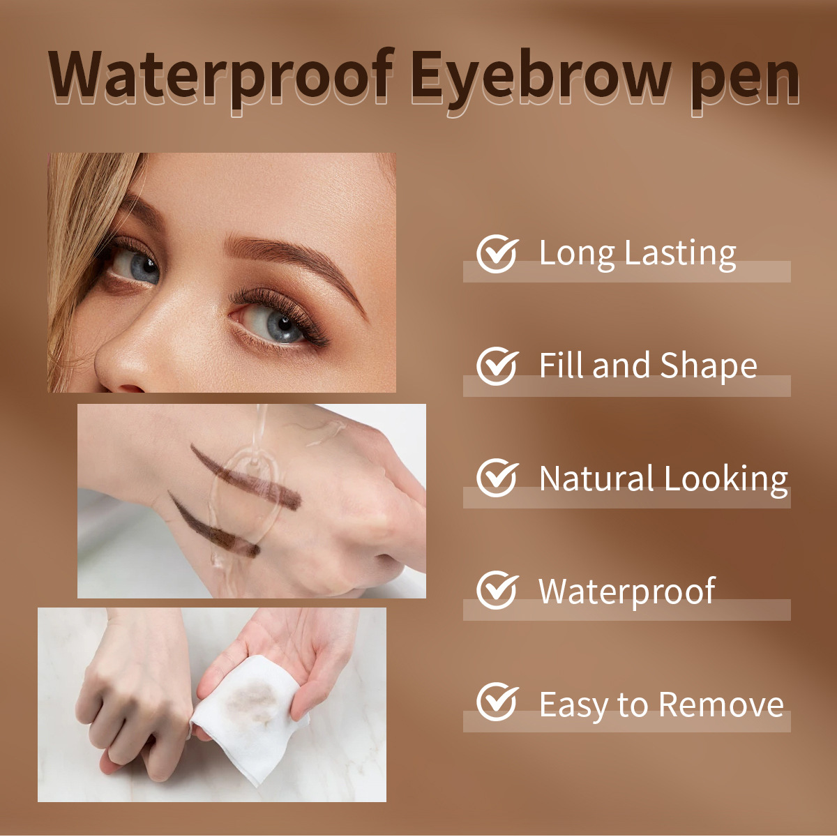 SAS cross-border in-stock eyebrow pencil for Europe and America is waterproof and does not fade easily. Eyebrow dyeing is natural and long-lasting SAP007 Specification drawing