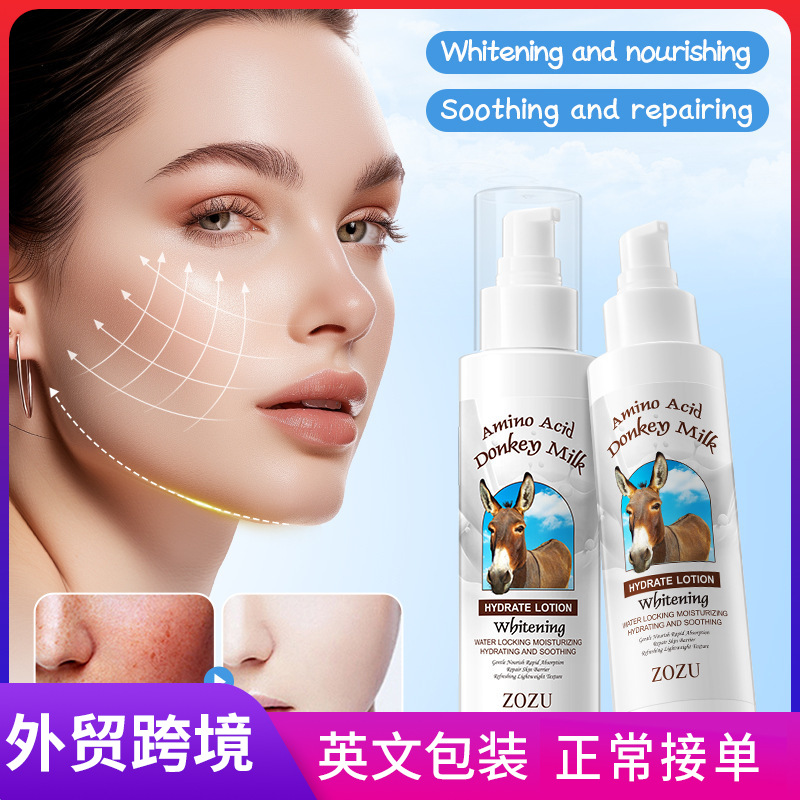 All-english ZOZU donkey milk Whitening Lotion Moisturizing, brightening and hydrating skin lotion cross-border export wholesale full figure