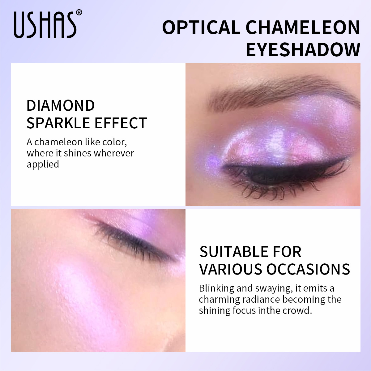 USHAS cross-border in-stock bestseller eyeshadow palette: Multi-color fine flash, micro-flash color-changing, waterproof, sweat-proof and anti-smudging ES4214 Specification drawing