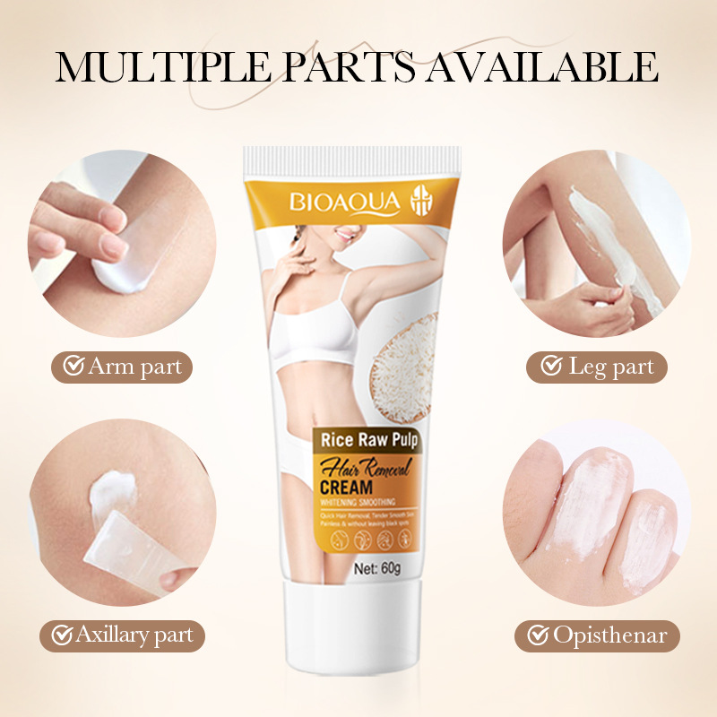 All-english BIOAOUA Rice Puree Whitening and Smooth Hair Removal Cream, armpit and Leg Hair Removal Cream Cross-border wholesale details Picture