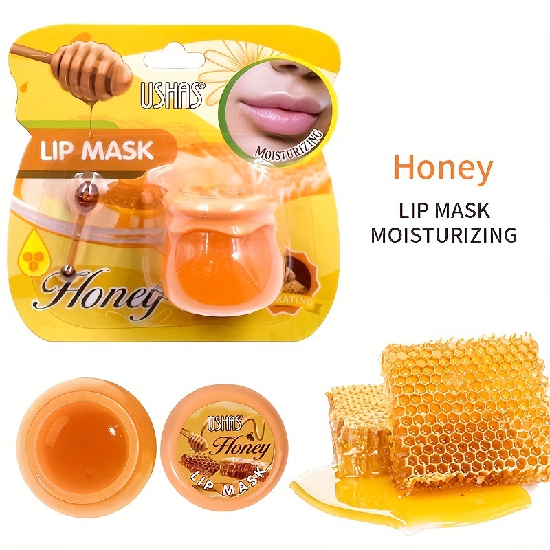 USHAS cross-border hot stock honey-flavored lip balm moisturizes and reduces lip lines, lip mask hydrates and protects dry and cracked lips Item Picture