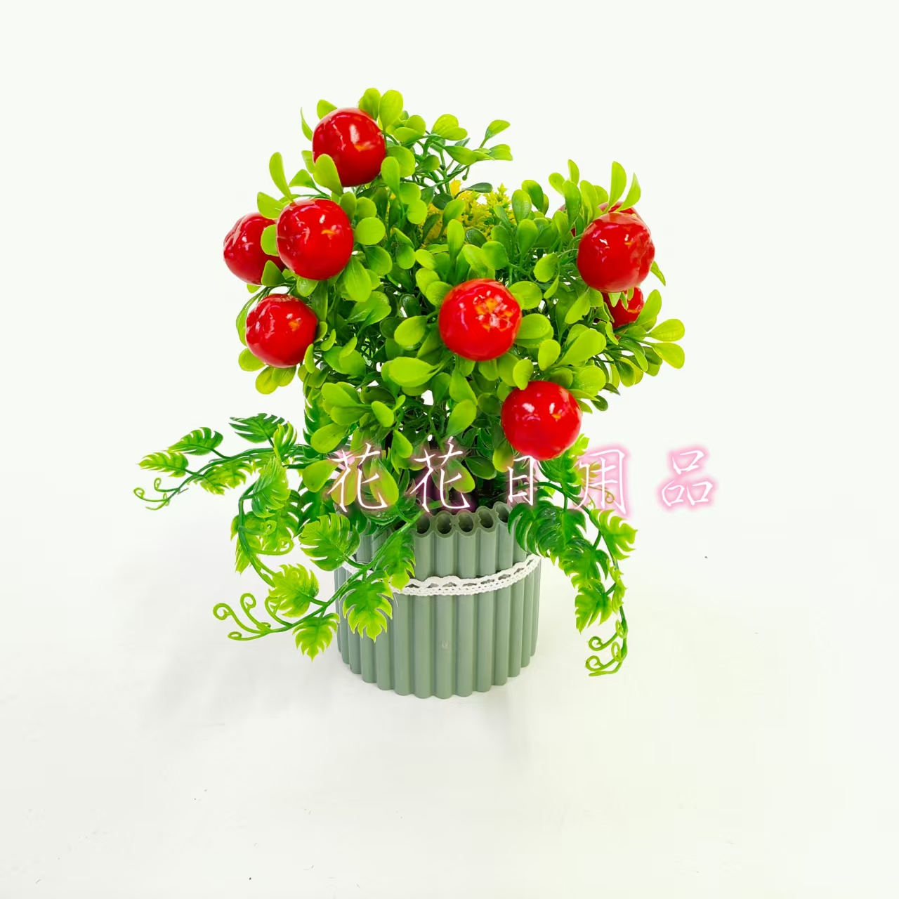 Artificial flowers, artificial flower bonsai, plastic POTS, artificial fruits, decorative ornaments Specification drawing