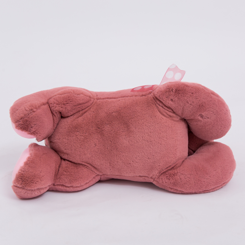 European and American cross-border plush children's toys, cute pink pappa dog ribbon scarf, dog embroidered eye figurine Specification image